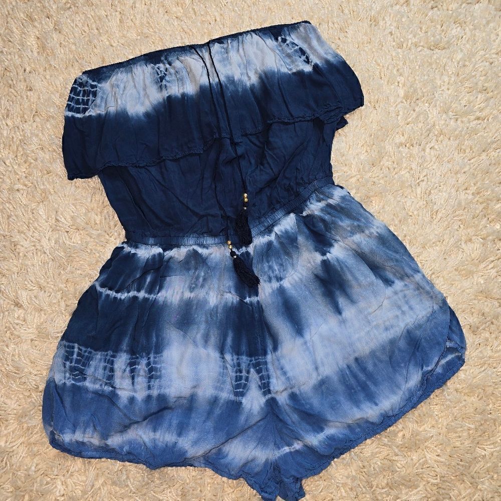 AMERICAN EAGLE Strapless Tie-Dye Romper